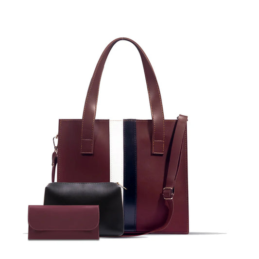 BAKU MAROON 3PCS SHOULDER BAGSET