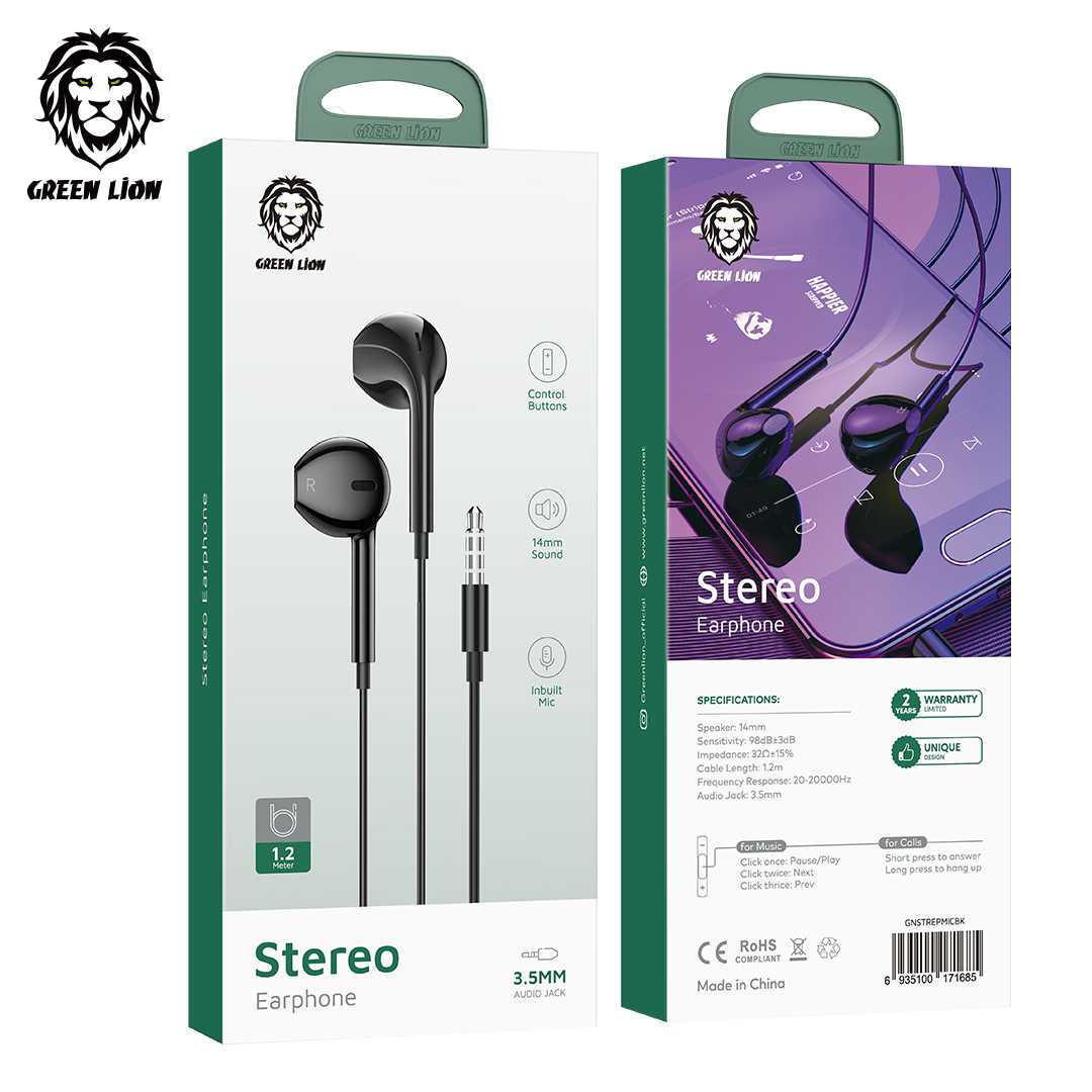 Green Lion Stereo Earphone (1.2m)