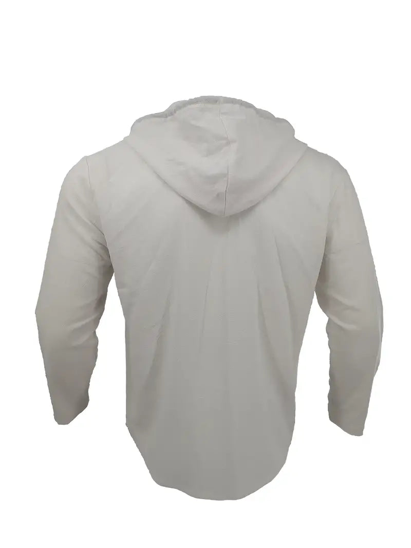 100% Cotton Solid Color Hooded Long Sleeve Shirt - Casual Button-Down Shirts for All Seasons - Comfy, Trendy, and Versatile Gift Option with Breathable Fabric and Relaxed Fit