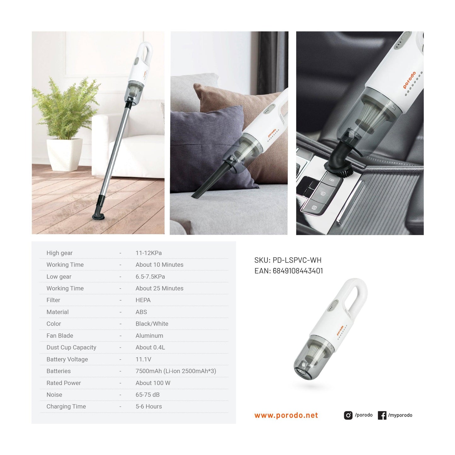 Porodo Cordless Stick Vacuum - Ez Quick Buy